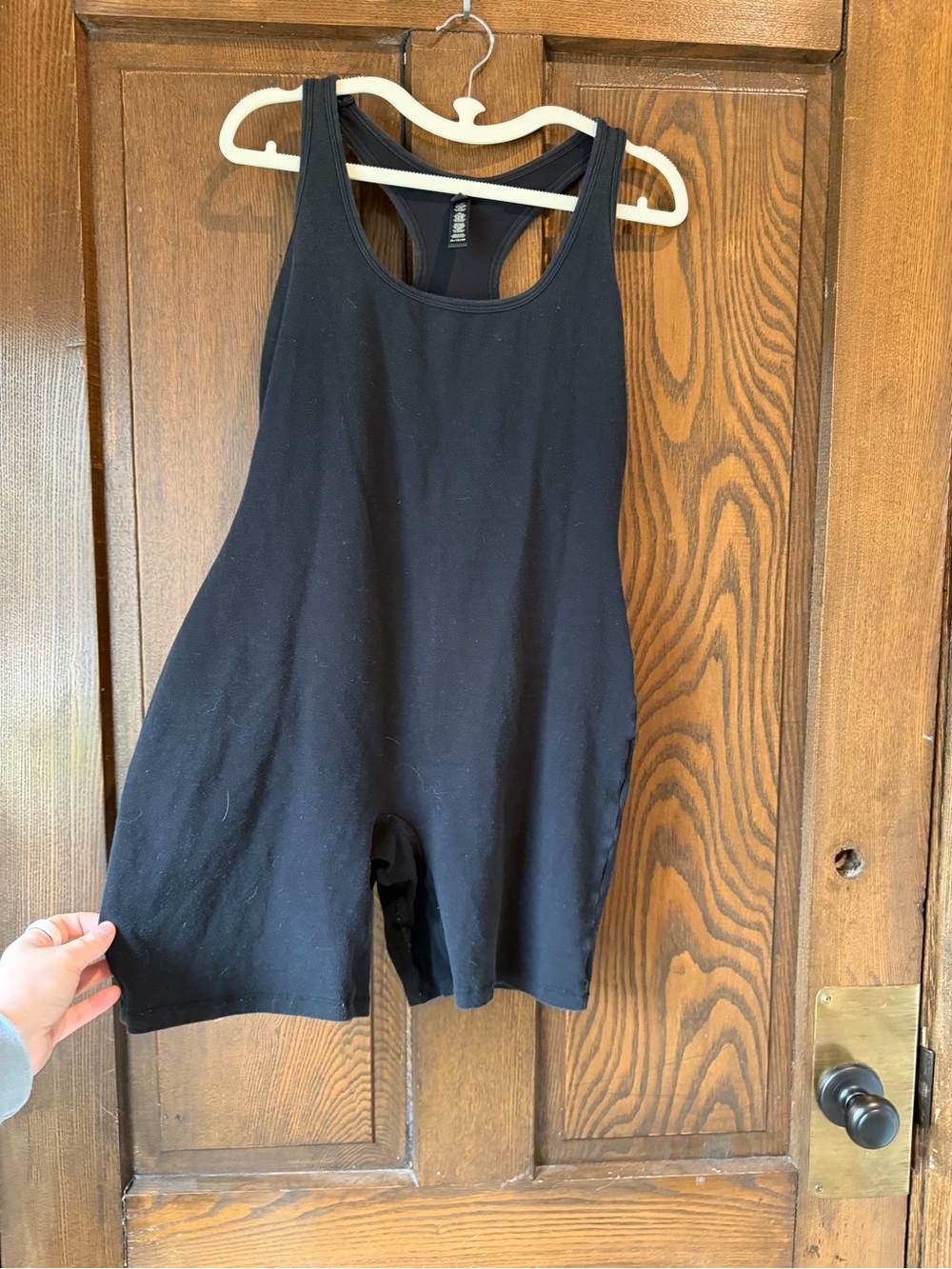 SKIMS Black Ribbed Tank Romper